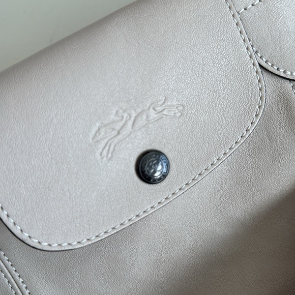 Longchamp le pliage cuir leather small handbag bag nude bone ivory off-white - Picture 6 of 17